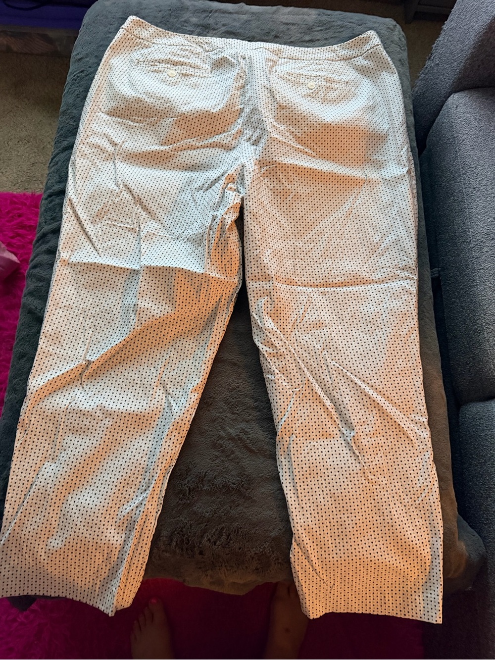 Lane Bryant White Polka Dot Cropped Pants